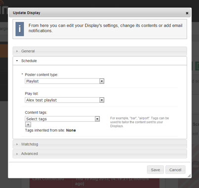 Update Display Dialogue Box